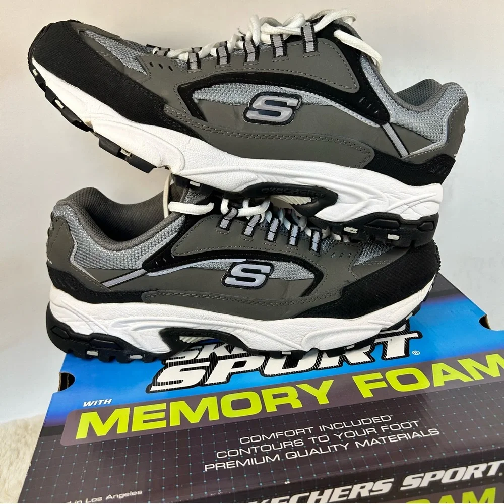 Skechers‎ Black and Gray Athletic Shoes with Memory Foam Comfort Men’s 11